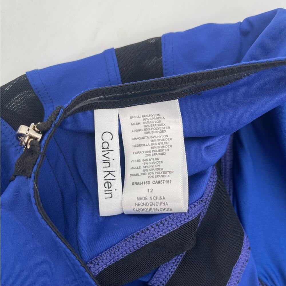 CALVIN KLEIN Swimsuit Color Block Mesh Bandeau Neck Tie Swim Beach Size 12 NWT - Picture 12 of 14